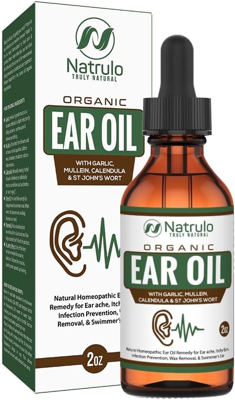 Aceite orgánico de oído para infecciones de oído  Gotas naturales para el dolor de oído, eliminación de orejas de nadador y cera  Remedio para el