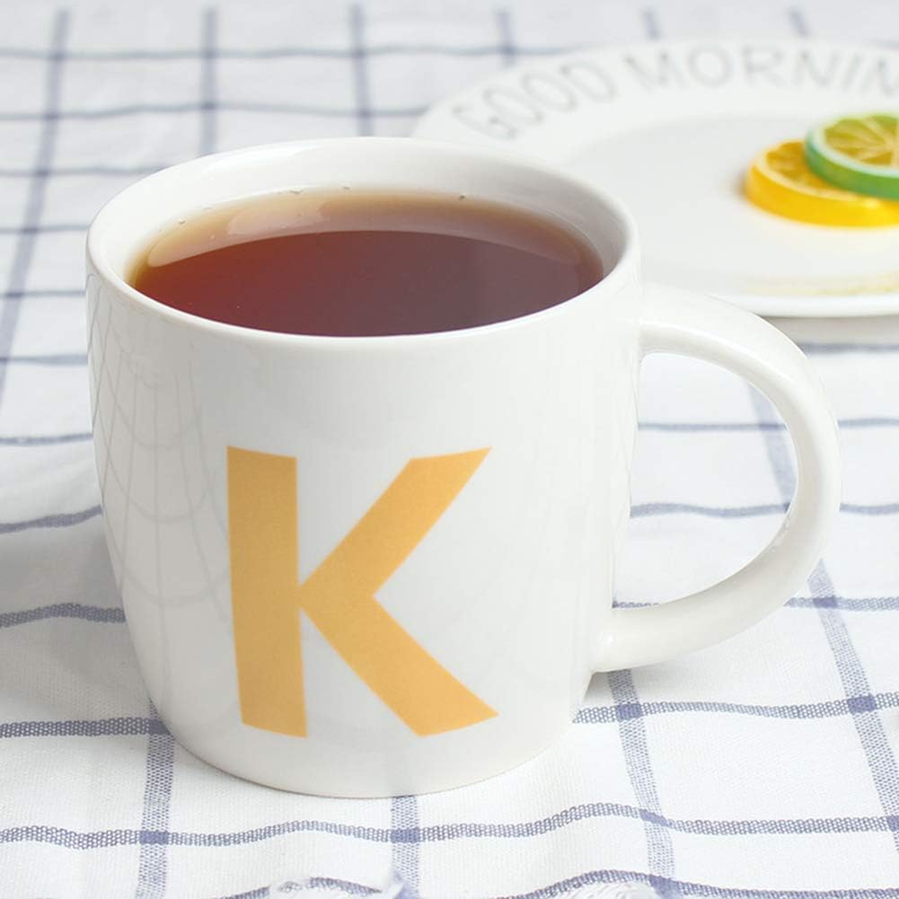 ZaH Taza de café de 16 onzas, taza de cerámica del alfabeto ABC para mujeres, hombres, niños y niñas, decoración del hogar, taza inicial A-Z (A)