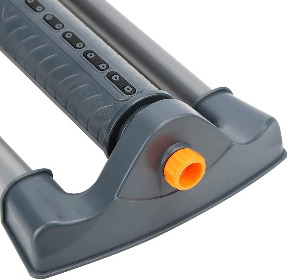 Fydun Aspersor de jardín de 20 agujeros con base de metal, rociador oscilante giratorio para césped, ángulo Sp, 20 agujeros, para jardín, metal para