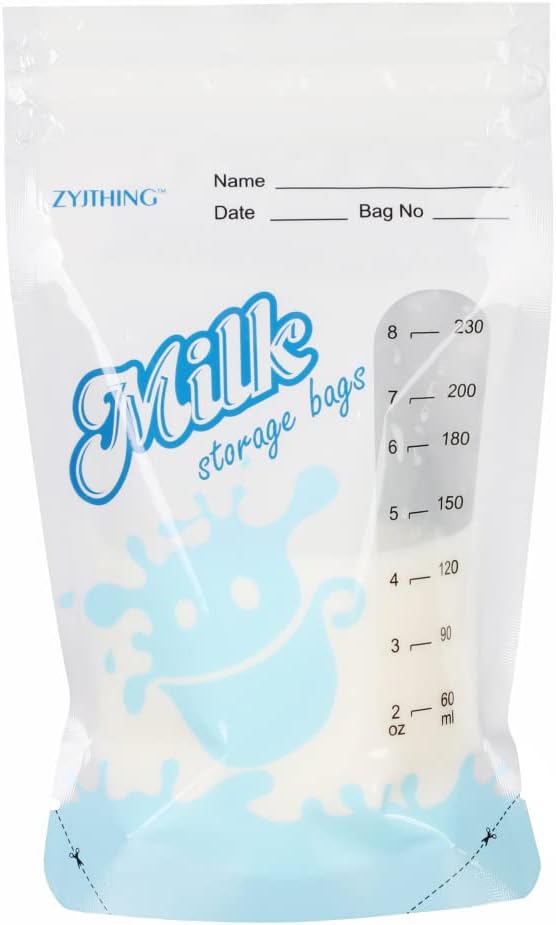 Bolsas de almacenamiento de leche materna, 50 unidades1 paquete, 7-8 onzas, bolsa de alimentos líquidos, bolsas de almacenamiento de leche materna