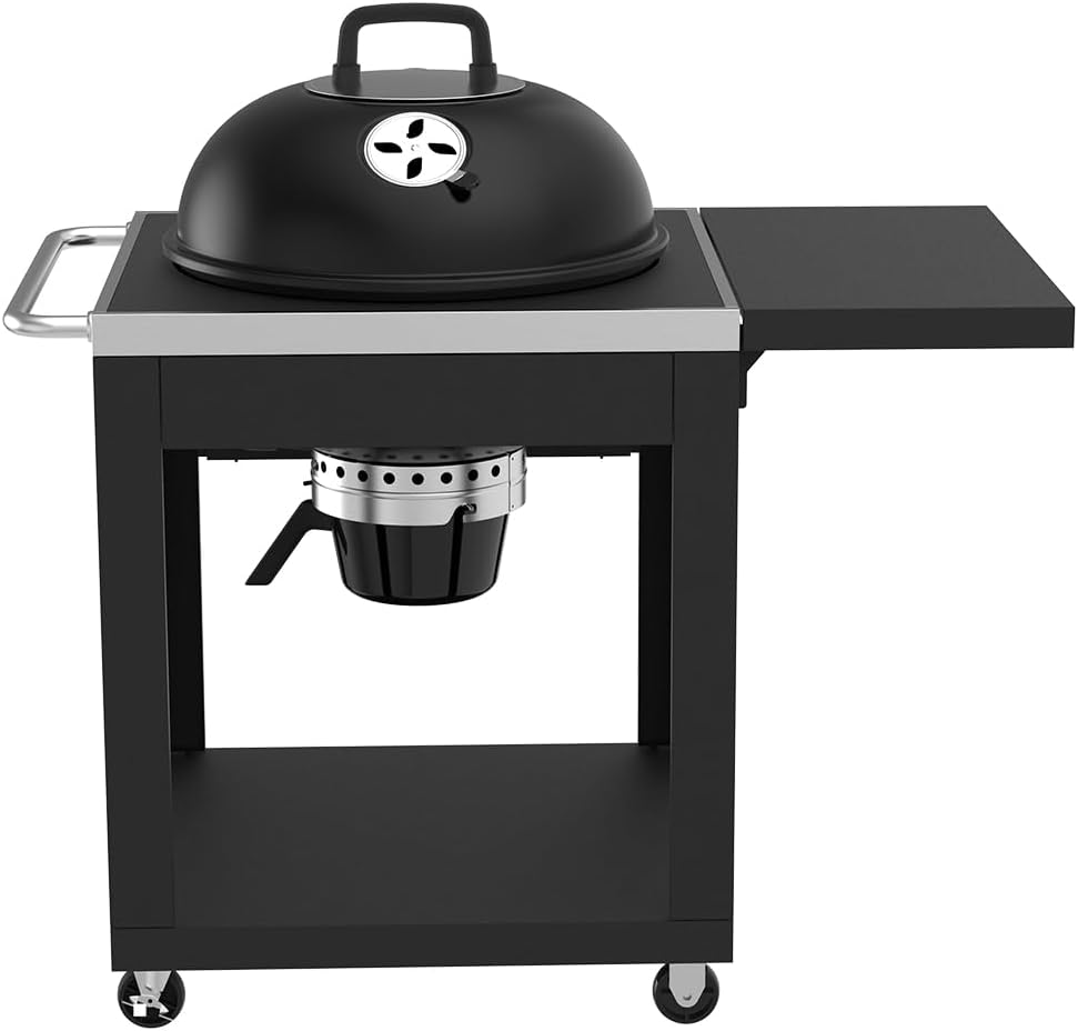 Nexgrill Parrilla de carbón de 22 pulgadas con carrito de mesa y mesa auxiliar, espacio de cocción de 358.4 pulgadas cuadradas, perfecta para