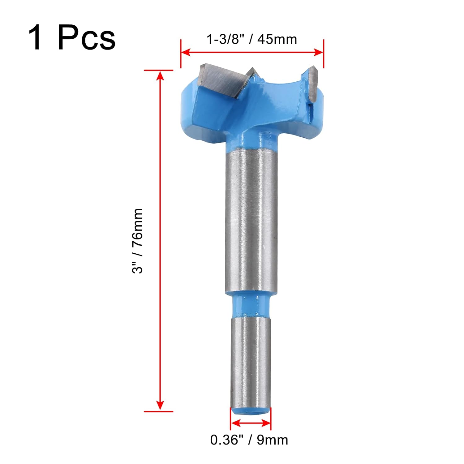 Forstner Broca de 1-38 pulgadas (1.378 in), brocas de carburo de tungsteno, cortador de agujero de madera, abridor de barrena  broca de perforación