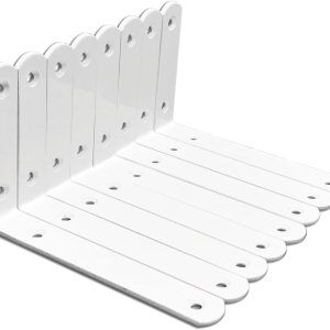 8 piezas de soporte de estante en L blanco, soporte de esquina de acero resistente de 5 pulgadas4.843 x 3.150 x 0.138 in, soporte de ángulo de 8 piezas de soporte de estante en L blanco, soporte de esquina de acero resistente de 5 pulgadas4.843 x 3.150 x 0.138 in, soporte de ángulo de
