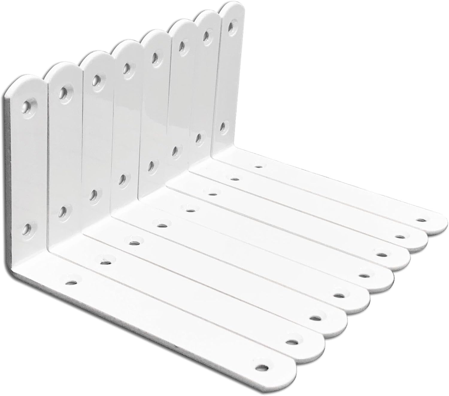 8 piezas de soporte de estante en L blanco, soporte de esquina de acero resistente de 5 pulgadas4.843 x 3.150 x 0.138 in, soporte de ángulo de
