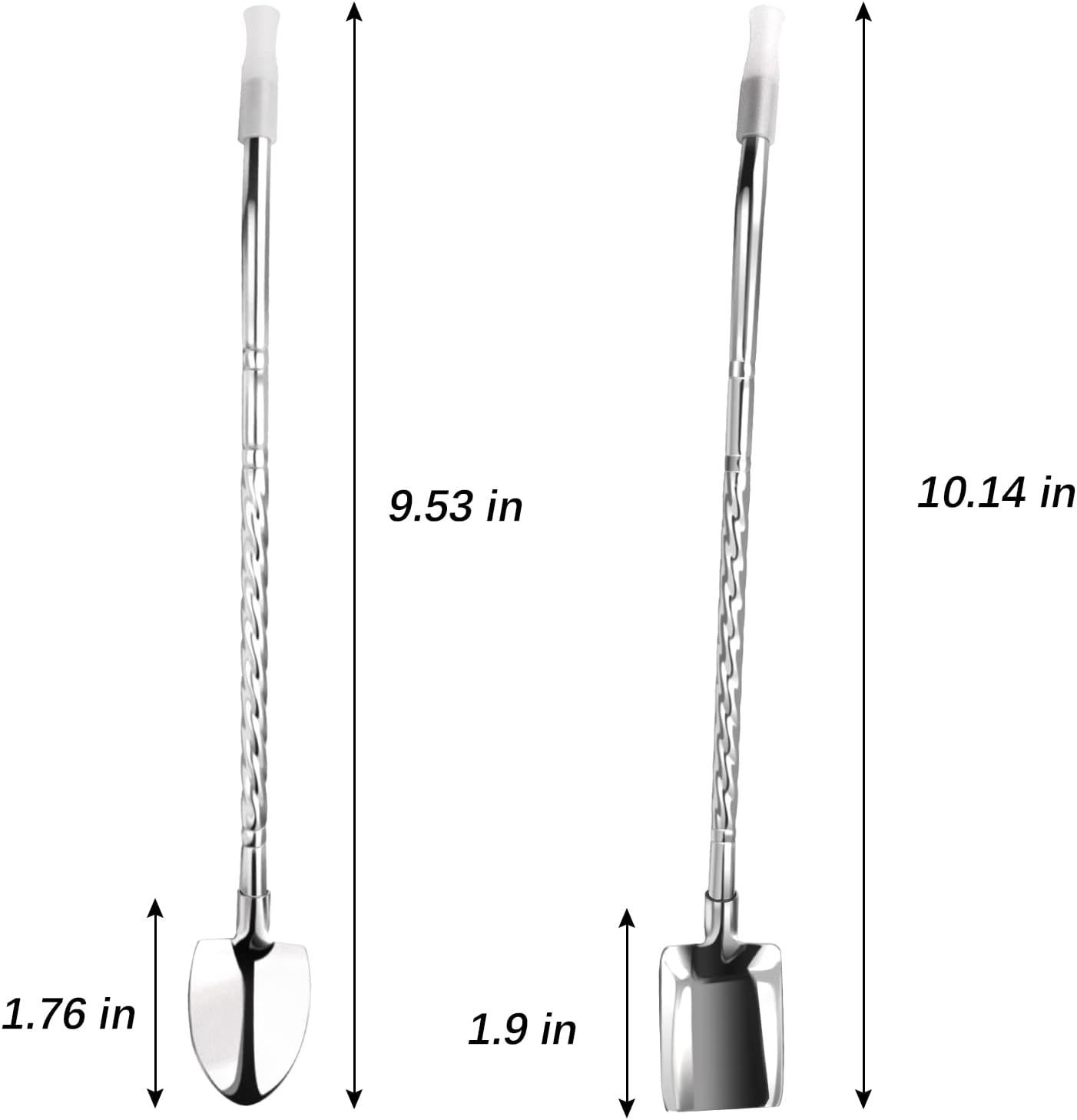 Cuchara de acero inoxidable para mezclar y agitar 10 unidades, cuchara de té helado reutilizable, cuchara de helado delicada, cuchara agitadora en