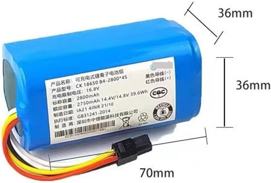 Batería recargable cilíndrica de iones de litio de 14.4V 2800mAh compatible con robot aspirador Midea I5 Young I9EYE I5Extra I50Pro Parts