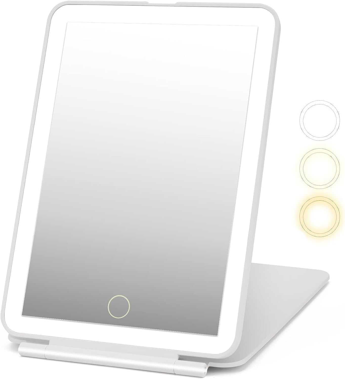 BessAnty Espejo de maquillaje de viaje recargable con luz, espejo de tocador con iluminación de 3 colores, espejo de maquillaje portátil ultra