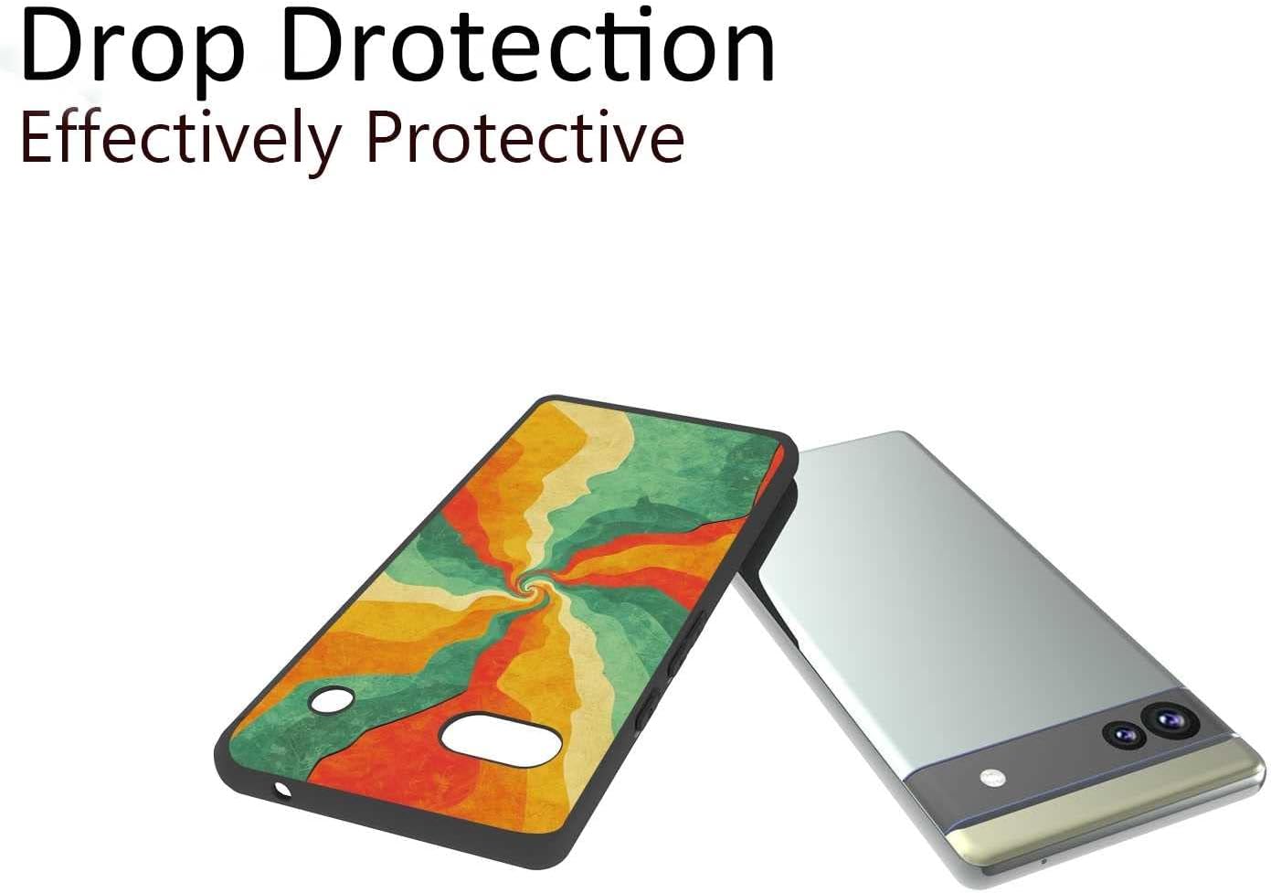 Funda para Google Pixel 6A, diseño retro abstracto, hippie, colorido arco iris, para hombres y mujeres, funda antideslizante de silicona suave para