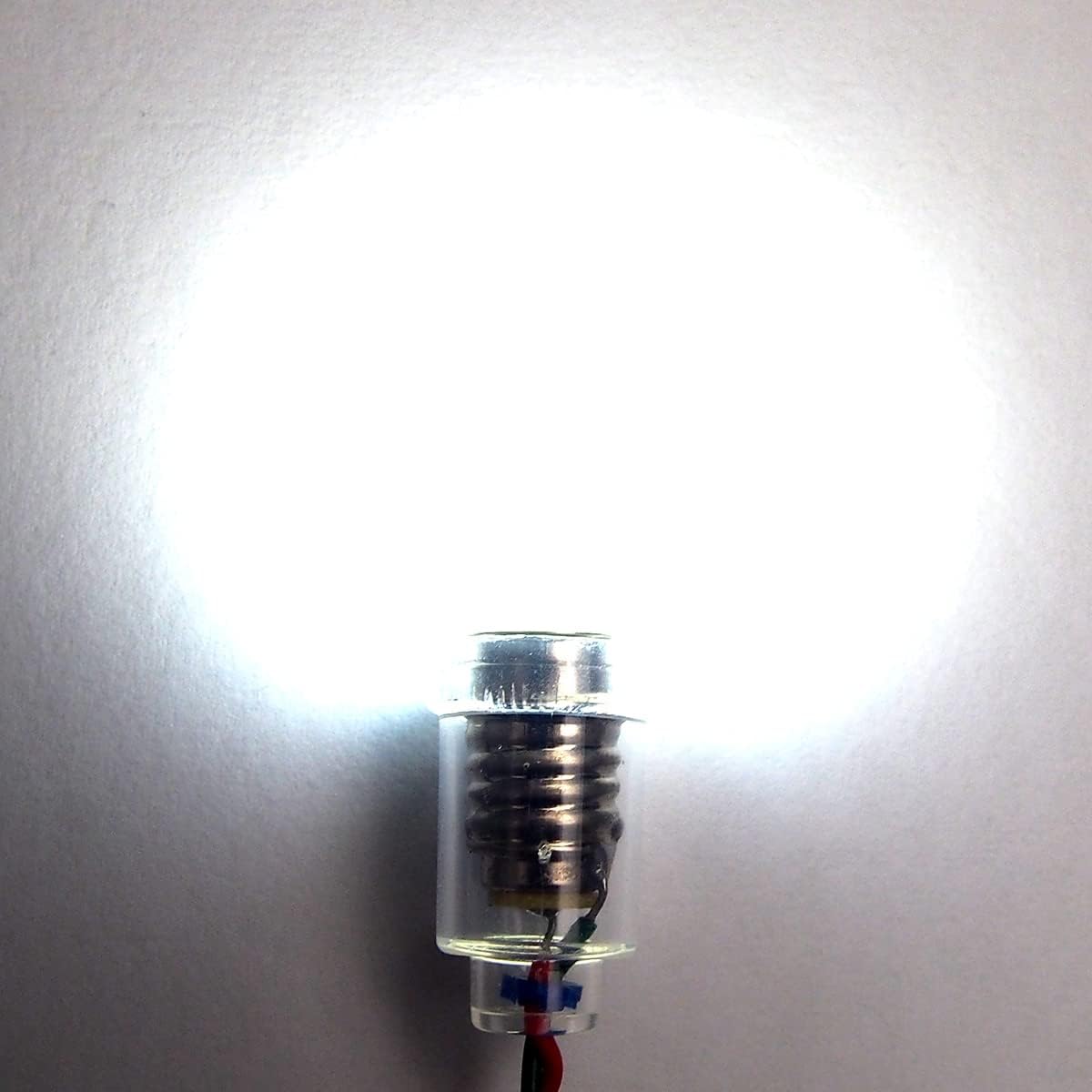 GutReise Bombillas ACDC E10, 10 bombillas de repuesto E10 de 4.5 voltios de color blanco frío, bombillas LED de tornillo en miniatura, 0.5 vatios 65
