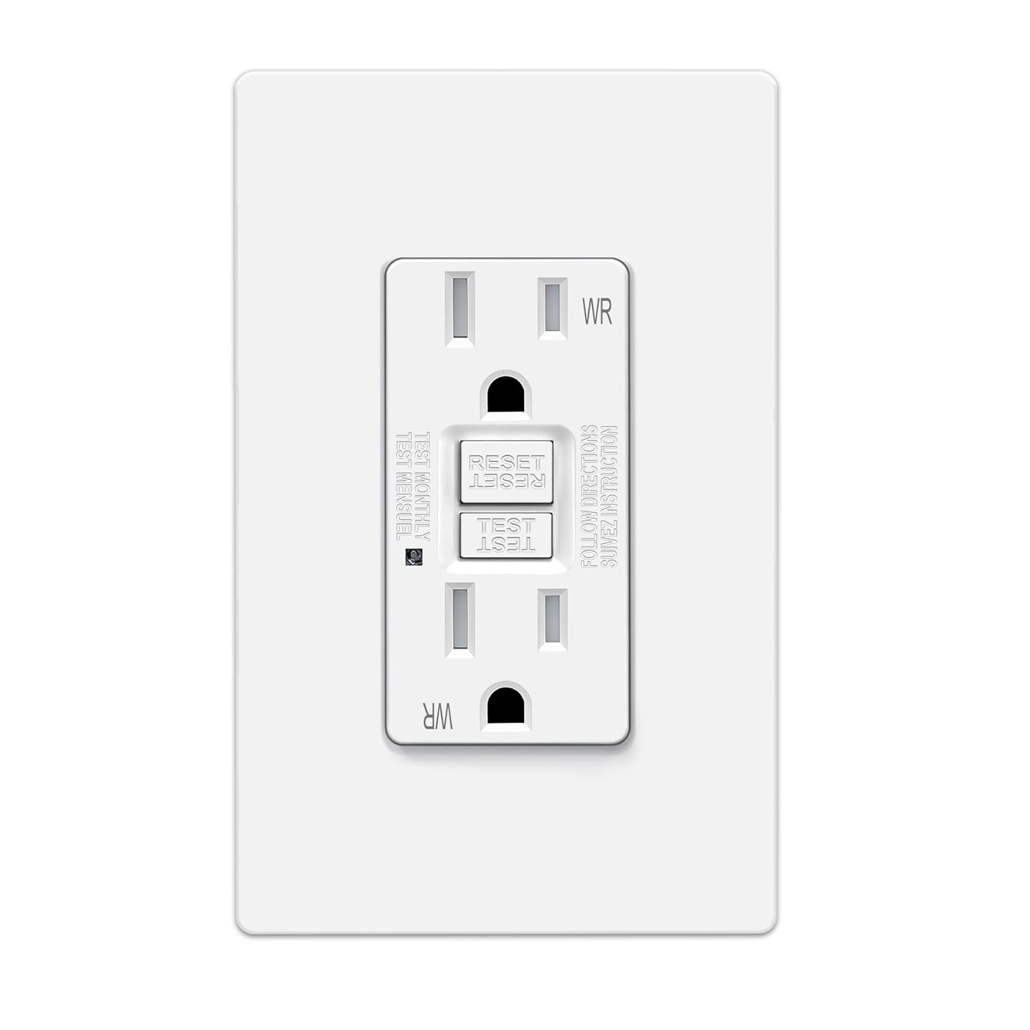 ELECTECK Tomas GFCI para exteriores de 15 amperios, resistentes a la intemperie (WR), receptáculos GFI de autoprueba con indicador LED, interruptor