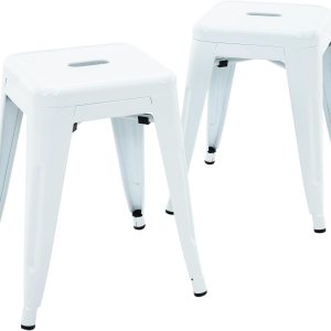 Brage Living Juego de 2 taburetes industriales de metal de 18 pulgadas, taburetes apilables para aula, sillas de comedor de metal sin espalda para Brage Living Juego de 2 taburetes industriales de metal de 18 pulgadas, taburetes apilables para aula, sillas de comedor de metal sin espalda para