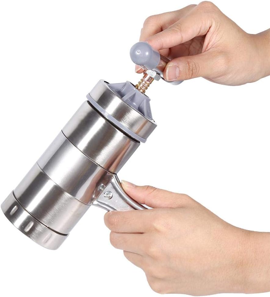 Máquina de fideos para pasta, portátil de acero inoxidable, operada manualmente, máquina para hacer pasta, exprimidor de fideos, máquina de hacer