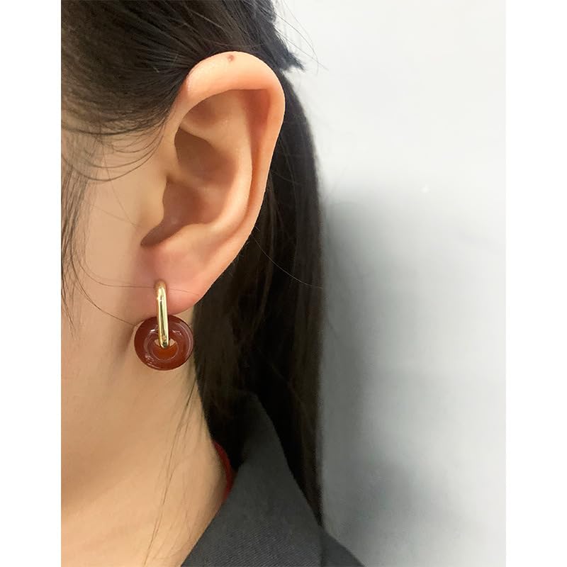 Modern 925 Silver Gemstone Chunky Huggie Hoop Earrings (1pair silver, white)