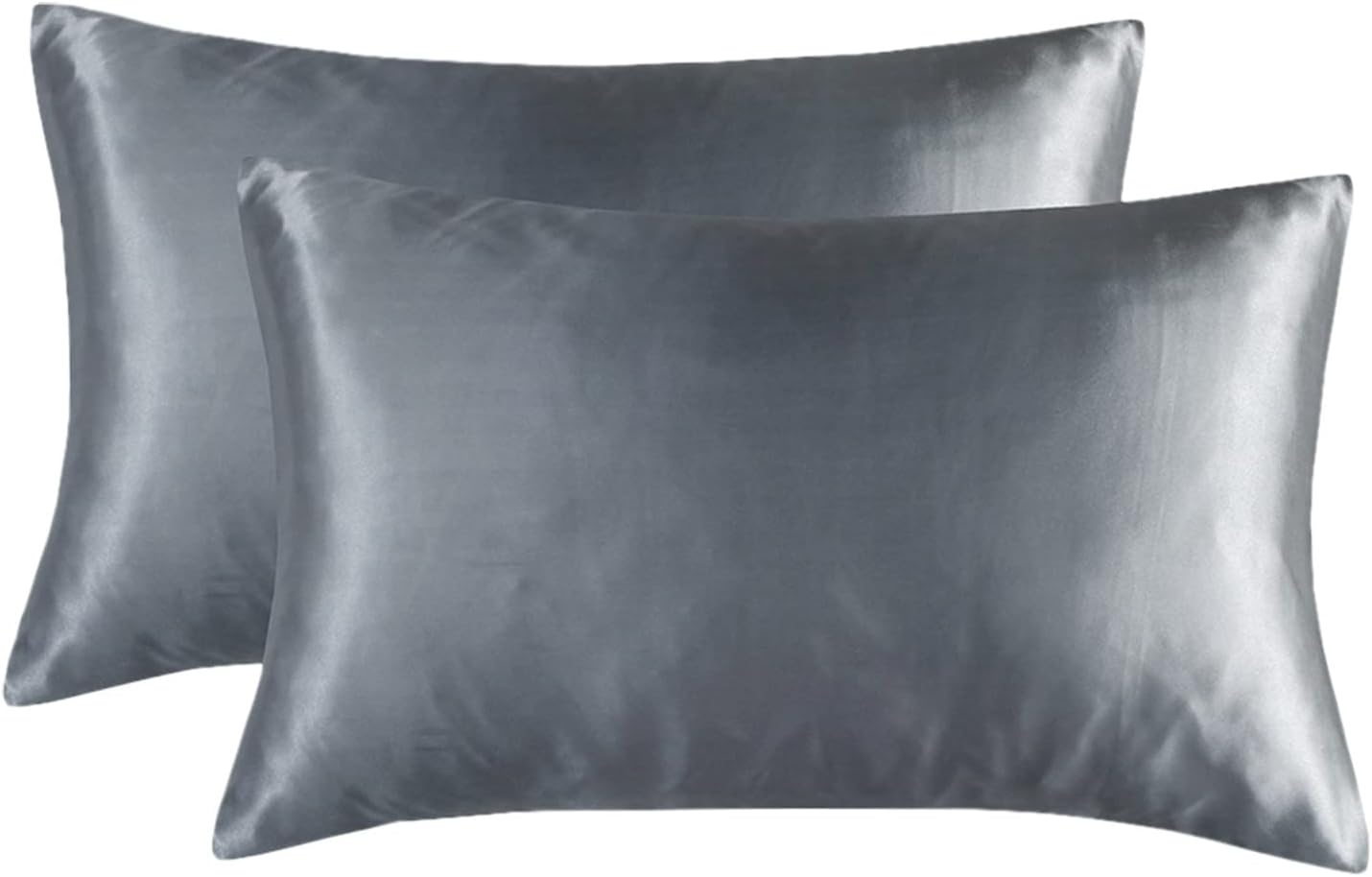 Juego de 2 fundas de almohada de seda satinada para cabello y piel, súper suaves y acogedoras, fundas de almohada con cierre envolvente para