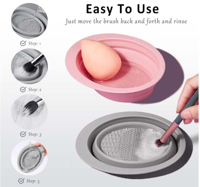 Almohadilla de limpieza de brochas de maquillaje, limpiador de brochas de maquillaje de silicona, cuenco de limpieza de brochas de maquillaje
