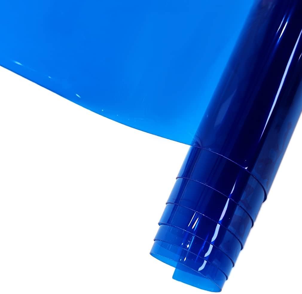HYANG – Hojas de vinilo holográfico de piel sintética de PVC transparente azul supertransparente, 1 rollo de 12 x 47 pulgadas (11.8 in x 47.2 in)