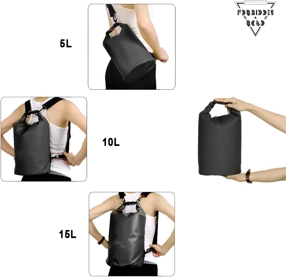 Forbidden Road – Bolsa impermeable, disponible en 2 L, 5 L, 10 L, 15 L y 20 L, incluye correas ajustables de hombro para kayak, lancha, campamento