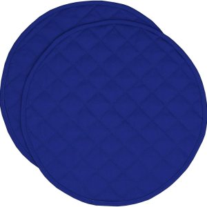 Sweet Pea Linens Juego de dos manteles individuales redondos acolchados color azul rey sólido Sweet Pea Linens Juego de dos manteles individuales redondos acolchados color azul rey sólido