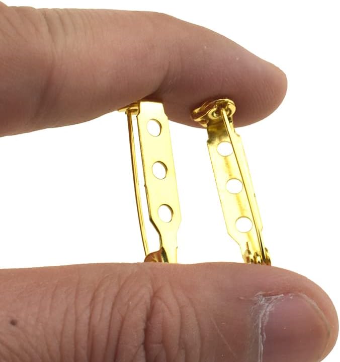 Broche dorado de 0.98 pulgadas de longitud, con barra trasera, cierre de seguridad para manualidades, etiquetas de nombre de juguete, ramilletes,
