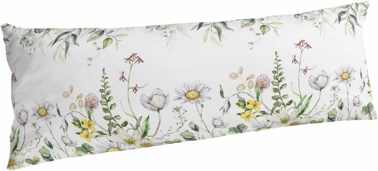 Funda de almohada corporal floral de primavera, funda de poliéster suave de 20 x 54 pulgadas, elegante diseño de cierre de sobre, transpirable