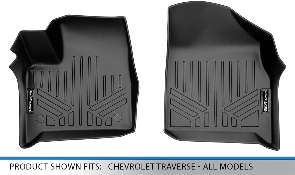MAXLINER – Juego de alfombrillas de primera fila, color negro, compatibles con Chevrolet Traverse 2018-2023, todos los modelos