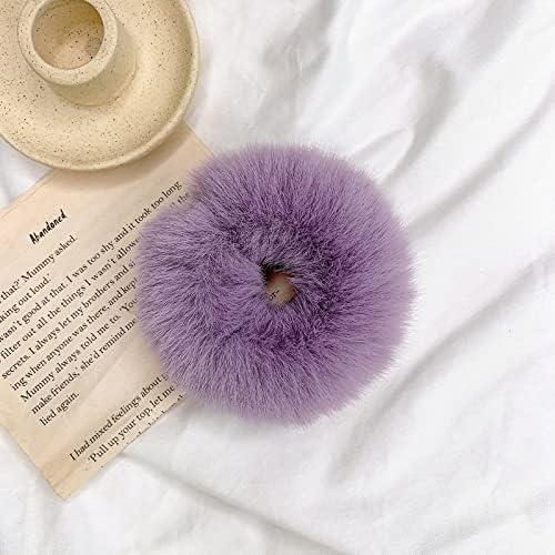 Lazos para el cabello con pompones rosados, con pelo sintético de conejo, elásticos rosados, para coleta de caballo para niñas y mujeres, accesorios