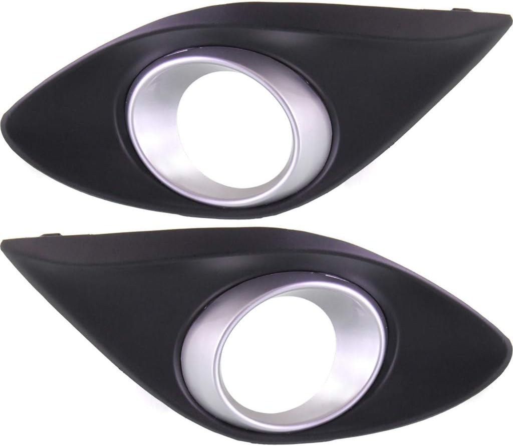 For Mazda 2 Fog Light Cover 2011 12 13 2014 Driver and Passenger Side PairSet  Painted Silver  DOTSAE Compliance  MA1038109 + MA1039109  DR6150C20A