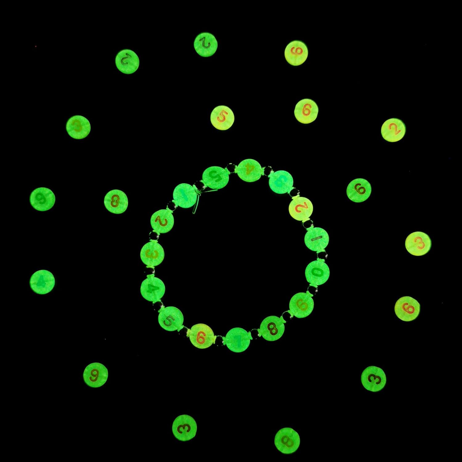 500 cuentas acrílicas brillantes, cuentas de números luminosas y coloridas para hacer joyas, collares de bricolaje, llaveros, pulseras (número