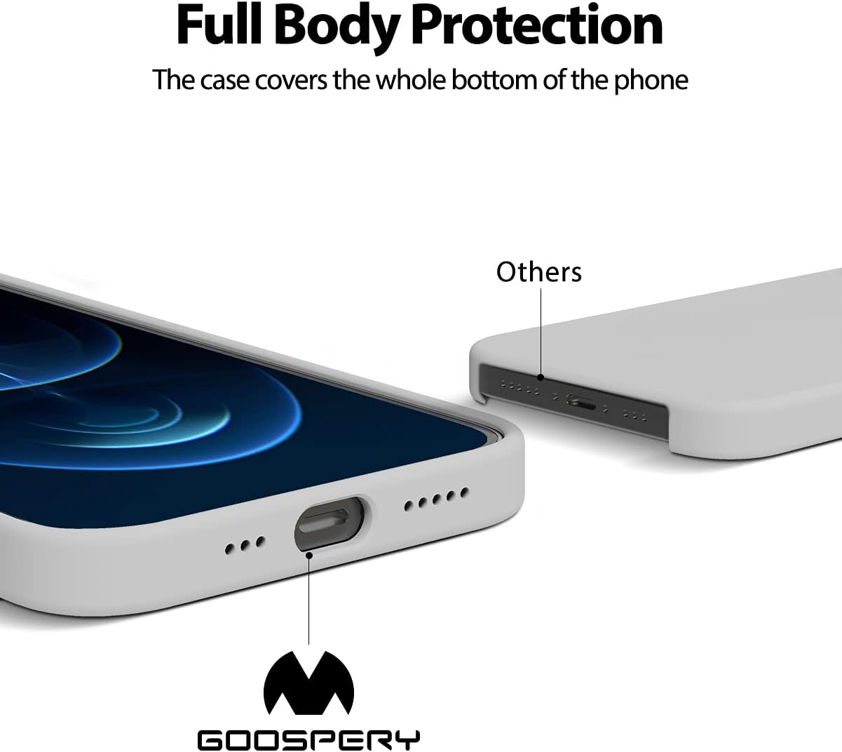 GOOSPERY Funda de silicona líquida para iPhone 12 Pro, iPhone 12 (6.1 pulgadas), suave y sedosa al tacto, protección de cuerpo completo, a prueba de