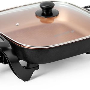 Holstein Housewares Sartén eléctrica de 12 pulgadas y sartén con tapa de vidrio, revestimiento antiadherente, control de temperatura con sonda de Holstein Housewares Sartén eléctrica de 12 pulgadas y sartén con tapa de vidrio, revestimiento antiadherente, control de temperatura con sonda de