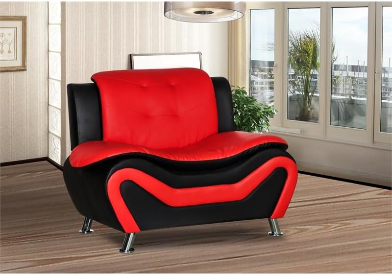 Puma – Silla Club de piel sintética – NegroRojo