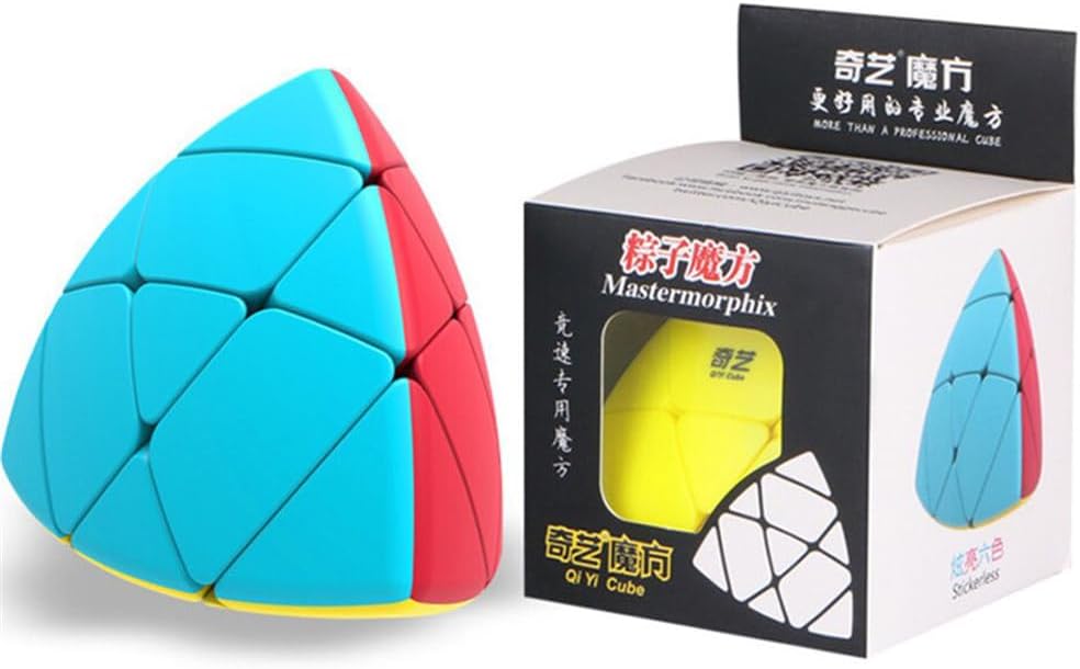 AMGRBCUBO QiYi Mastermorphix 3 Speed Cube Pyramorphix Rice Dumpling Speed Cube – Cubo de velocidad sin adhesivo
