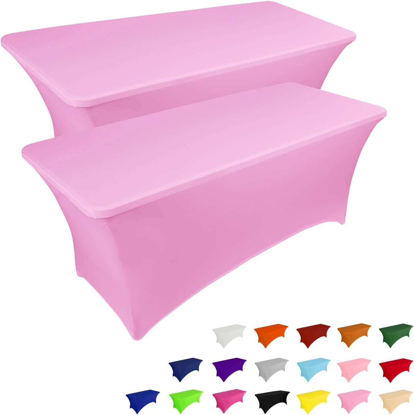 IVAPUPU – Mantel de 6 pies para mesas rectangulares, ajustado, elástico, lavable, color rosa, protector de mesa de elastano para eventos, fiestas,