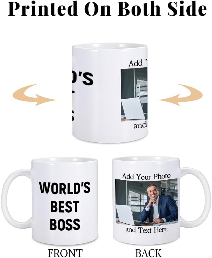 Regalos para jefe, mujeres, hombres, regalo del día del jefe, regalos divertidos para jefe, dama, mujer, taza de café con foto personalizada, taza