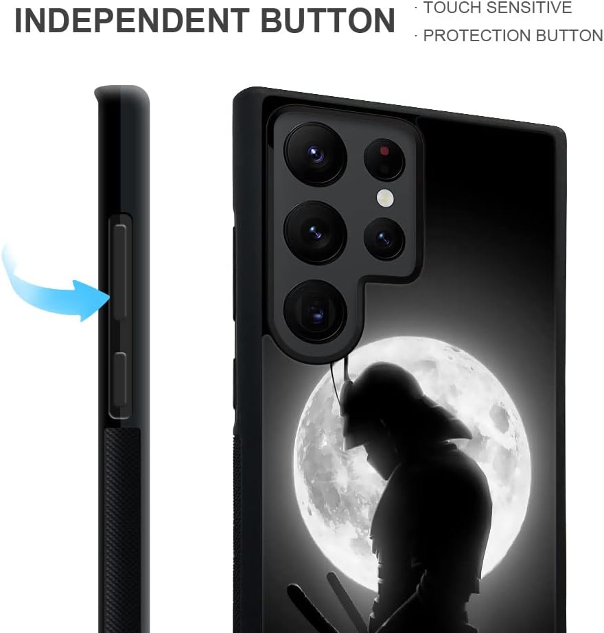 TnXee Funda compatible con Samsung Galaxy S22 Ultra, Moon Samurai funda protectora antideslizante y a prueba de golpes para niñoniña, goma de
