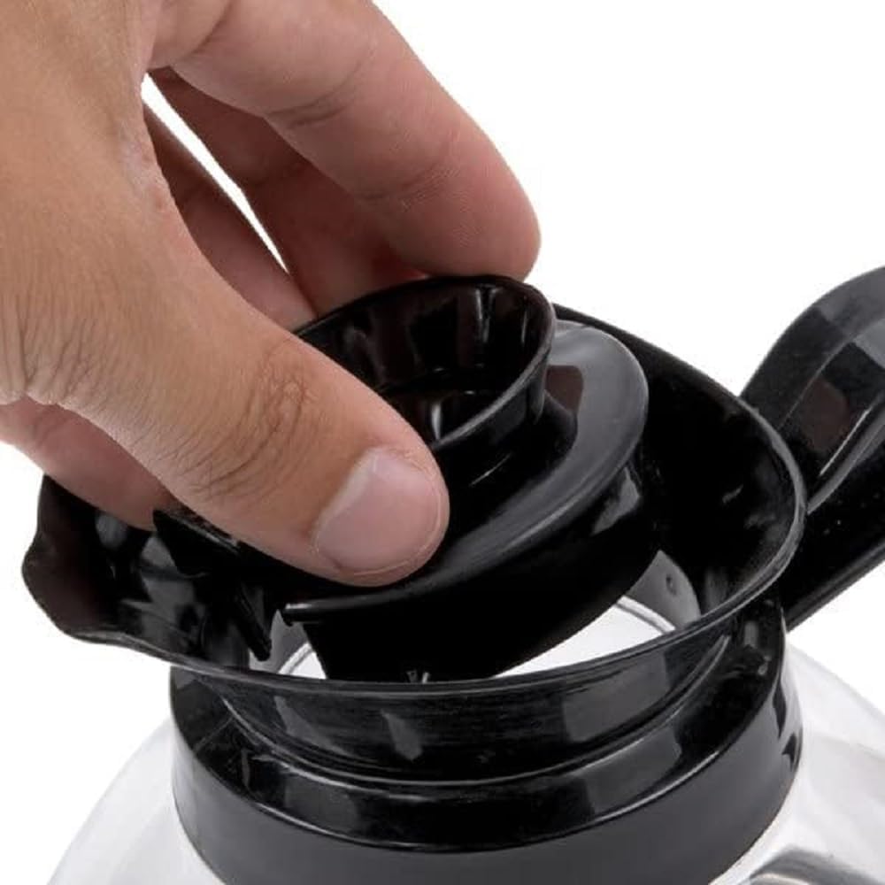 Decantador de café de grado comercial, cuerpo de policarbonato con base de acero inoxidable, mango de plástico negro, jarra de café fácil de verter,