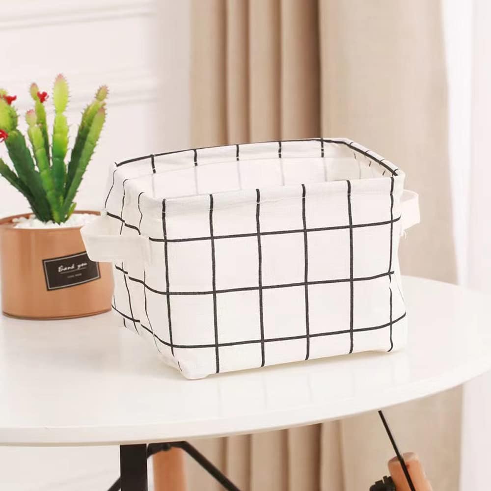 Cesta de almacenamiento plegable  Juego de 6 pequeños contenedores plegables de lona organizadores con asa para decoración del hogar o