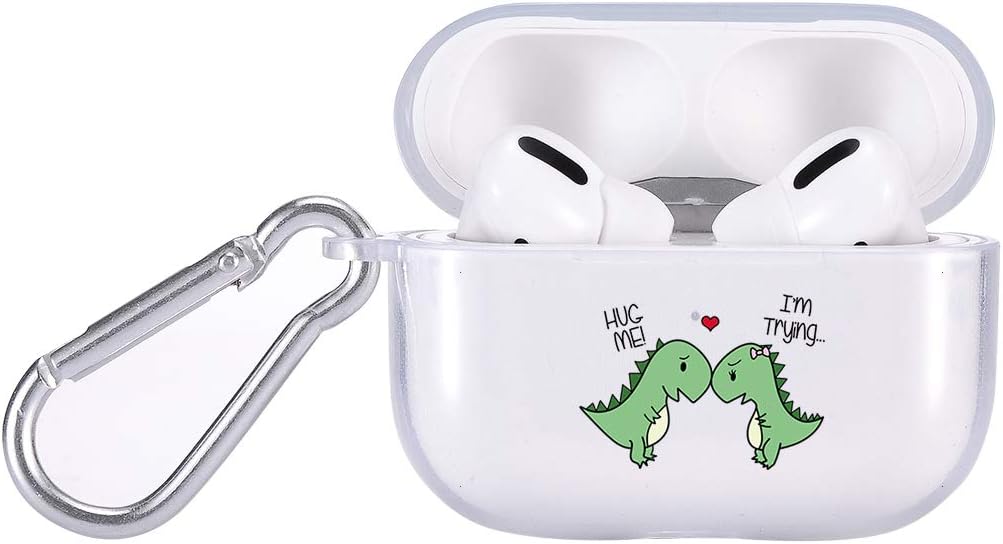 Funda transparente para AirPod Prollavero de dinosaurio, pareja y amante de los enamorados, funda transparente para auriculares, suave, antipolvo,