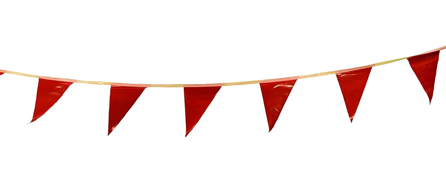 Cortina Banderines de vinilo 03-400, 2″ de altura, 17″ de largo, 4″ de ancho, rojo, 100′ de longitud