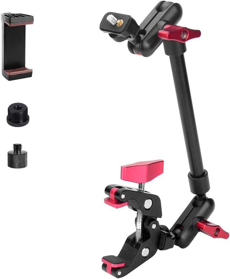 Super Clamp con rosca de 14 y 38 pulgadas y brazo mágico articulado ajustable de 13 pulgadas13.4 in con rosca de 14 pulgadas, soporte de cámara de