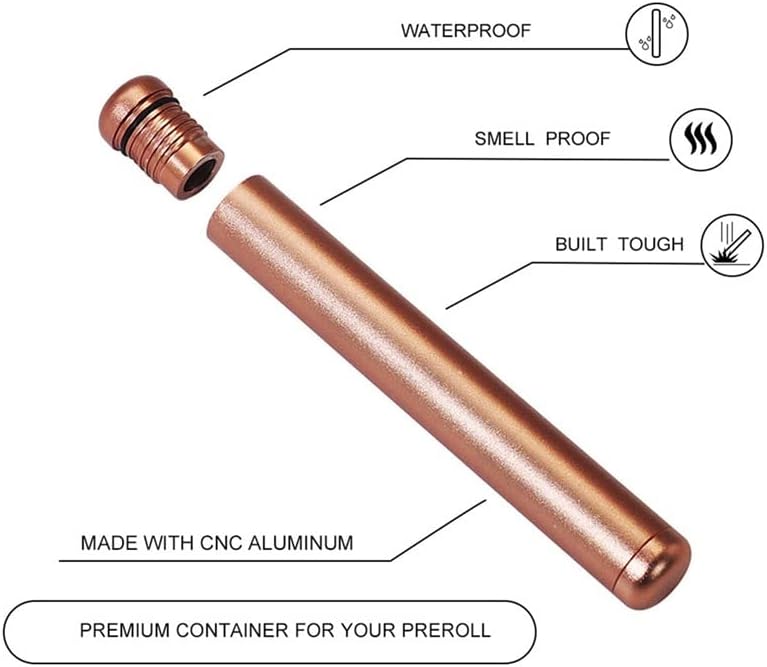 Contenedor de tubo de metal impermeable de 2 piezas, soporte de tubo de almacenamiento, caja de almacenamiento de viaje, cabe en el bolso de