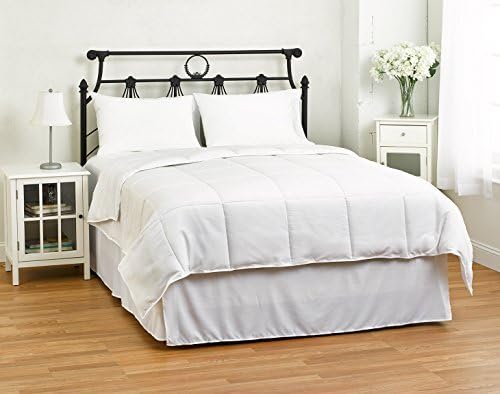 Acolchado Natural Comfort blanco con funda de microfibra en relieve y relleno de plumón liviano, Poliéster & Mezcla de poliéster, Blanco, King