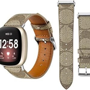 Correas de cuero compatibles con Fitbit Versa 4Versa 3Sense 2Sense, para mujeres y hombres, correa de repuesto de cuero de diseñador (marrón) Correas de cuero compatibles con Fitbit Versa 4Versa 3Sense 2Sense, para mujeres y hombres, correa de repuesto de cuero de diseñador (marrón)