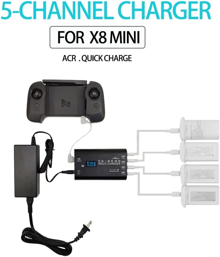 FIMI X8 Mini 5 in1 Cargador Controlador De Carga Rápida De Batería Hub Recargador De Coche Para Drone – (Color X8mini-123)