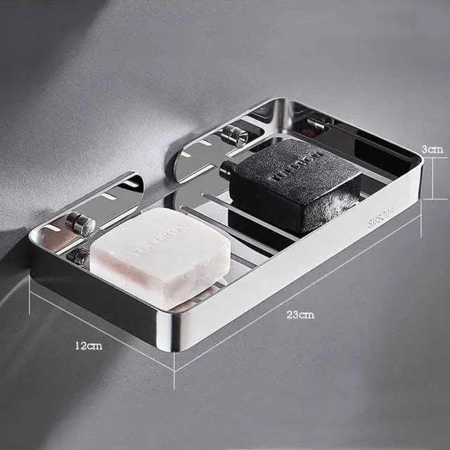 THEODORE Jaboneras de acero inoxidable, soporte para jabón de barra autoadhesivo, jabonera autodrenante para barra de jabón, soporte para jabón para