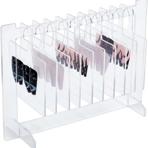 DELORIGIN Tableros de exhibición de arte de uñas acrílicas, soporte de exhibición de muestras de uñas transparente con 10 ganchos para decoración de DELORIGIN Tableros de exhibición de arte de uñas acrílicas, soporte de exhibición de muestras de uñas transparente con 10 ganchos para decoración de