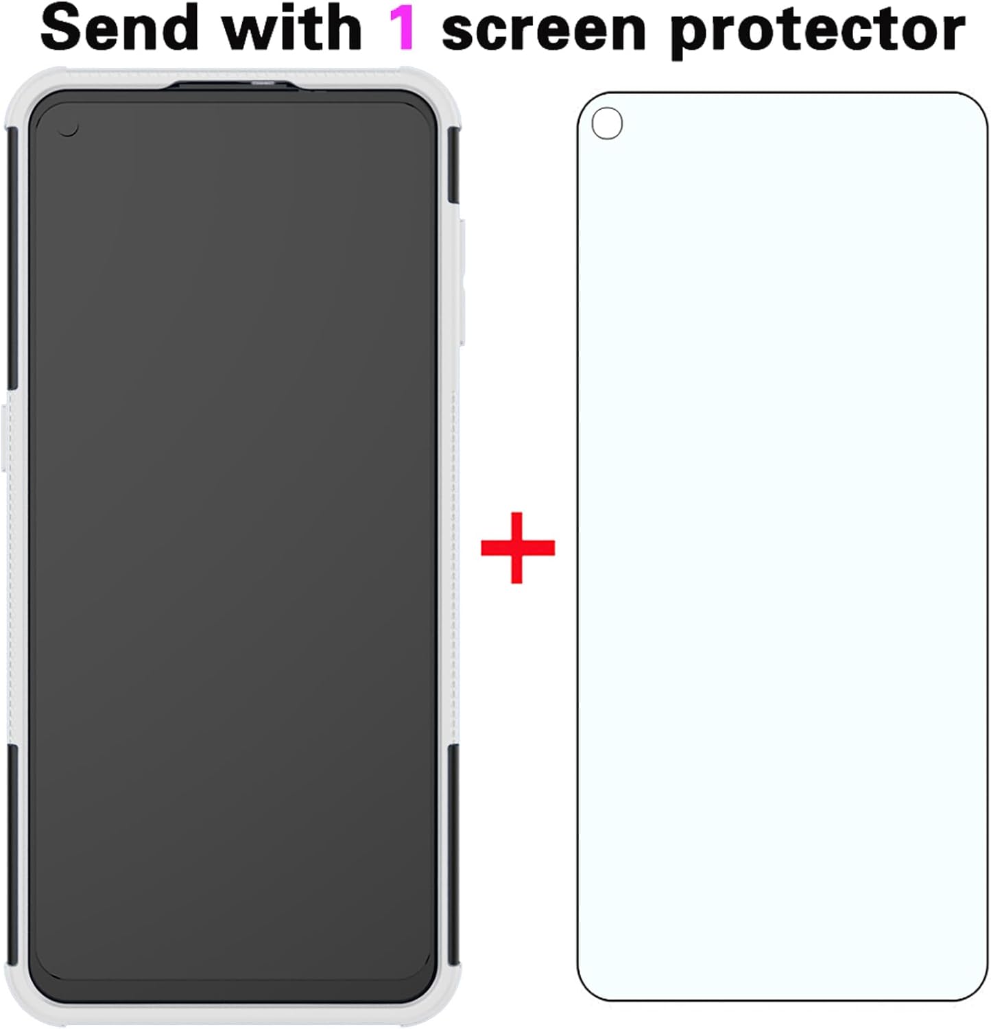Asuwish Funda protectora híbrida para Moto G9 Plus con protector de pantalla de vidrio templado, funda protectora híbrida resistente para