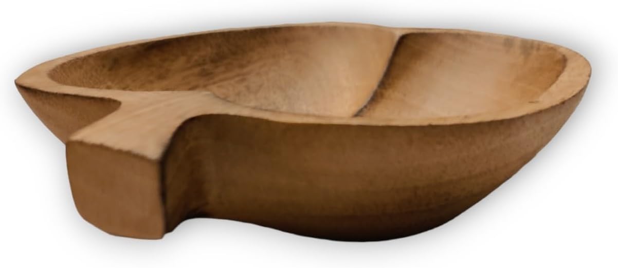BestySuperStore Bandeja de madera con forma de fruta de manzana marrón de 7 pulgadas de largo, hecha a mano, funcionales, coleccionables, vajilla de