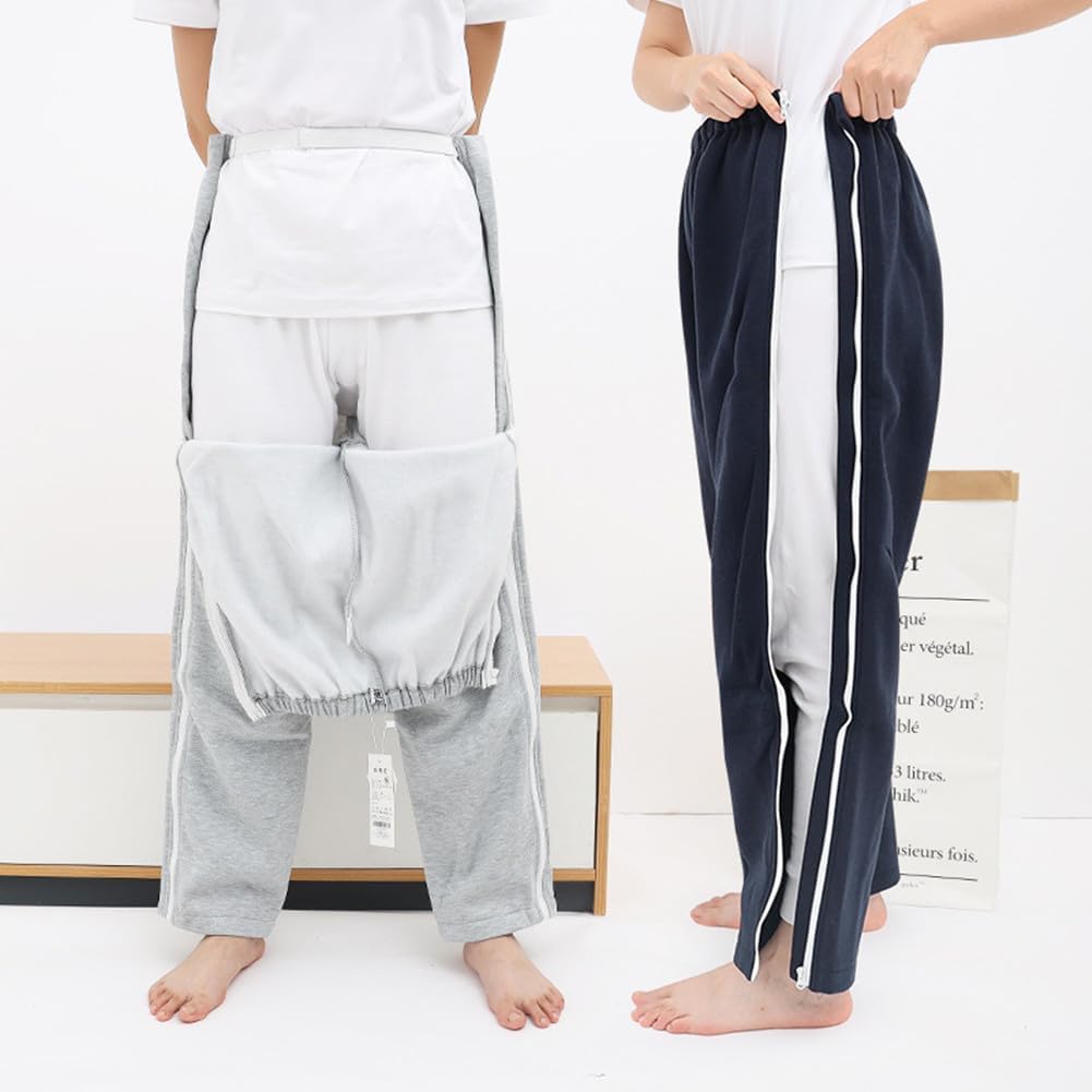WEEOATAR Pantalones unisex para pacientes,Ropa para pacientes postrados en cama,Ropa de discapacidad con cremalleras,Vestidos de hospital Ayuda de