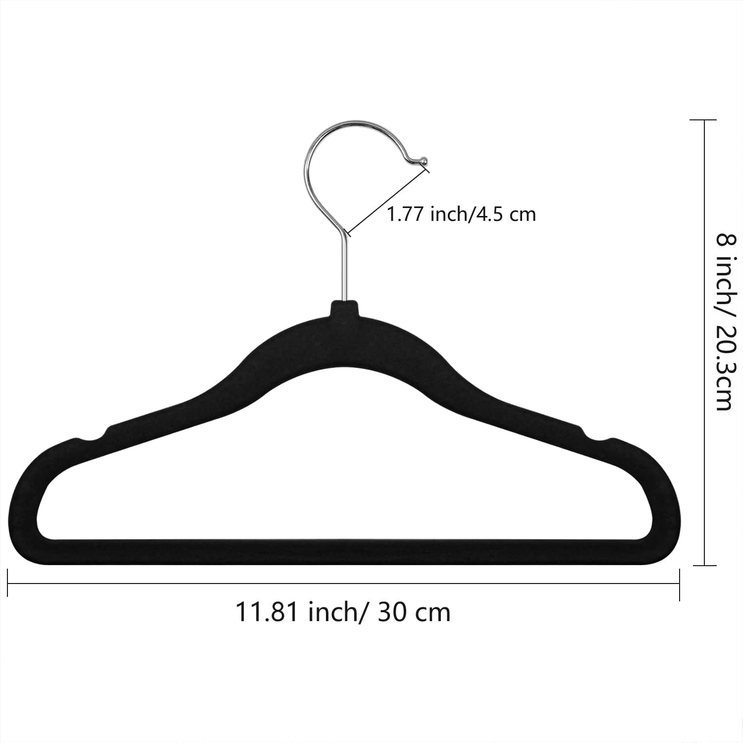 Perchas de terciopelo para niños, perchas de terciopelo para bebés, perchas de fieltro para niños pequeños (negro, paquete de 30)